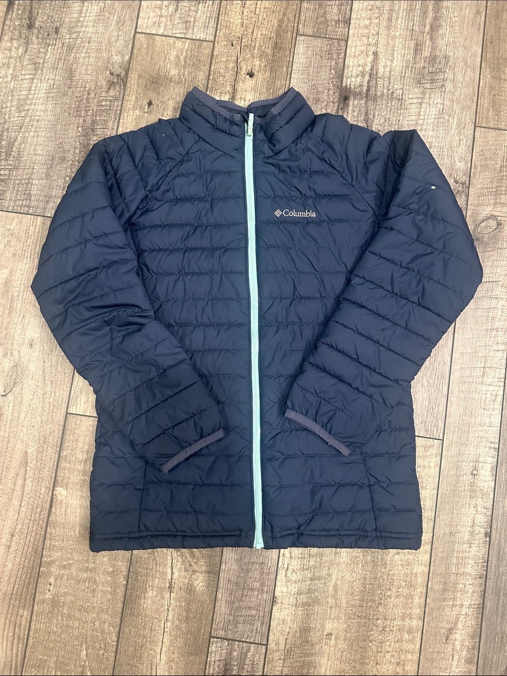Columbia Kids Navy Jacket with Light Blue Zipper